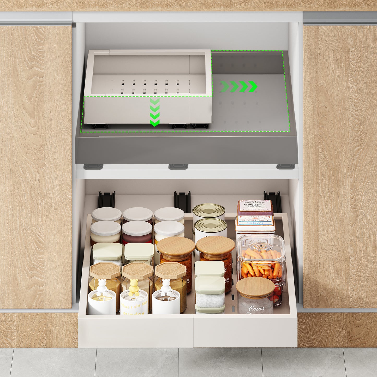 Pull out Cabinet Organizer,Width(12 "-17") and Depth(17"-24") Expandable With 3 Rails