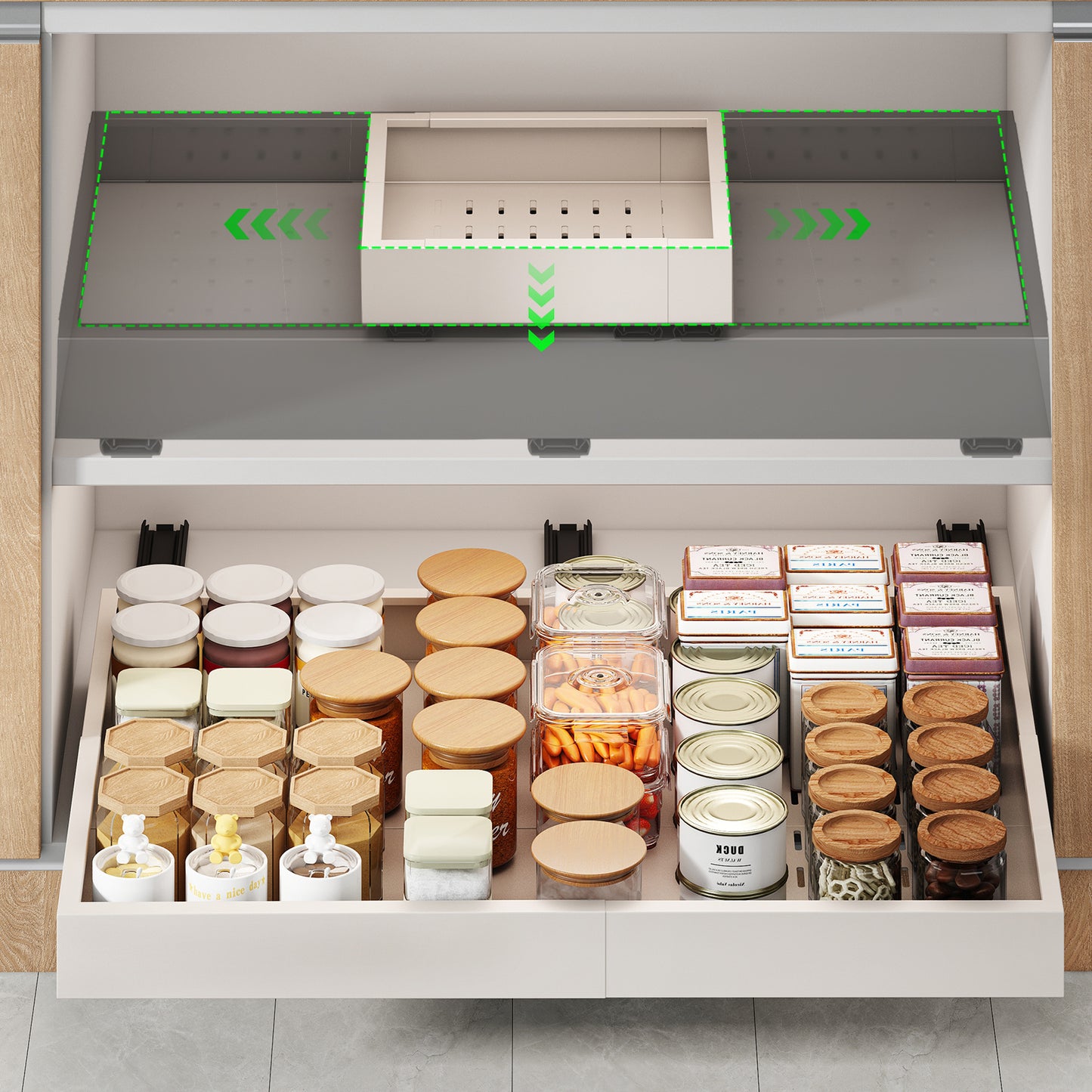 Pull out Cabinet Organizer,Width(12 "-17") and Depth(17"-24") Expandable With 3 Rails