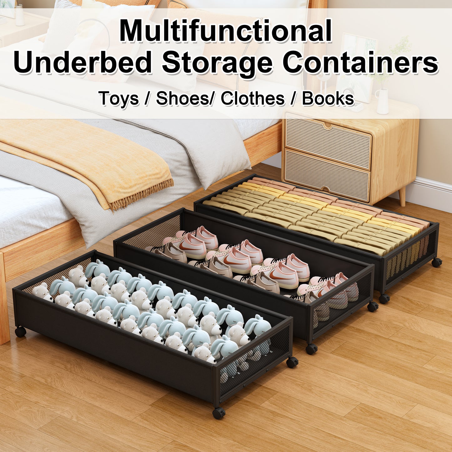 2 Pack Under Bed Storage with Wheels,36”Under Bed Storage Containers