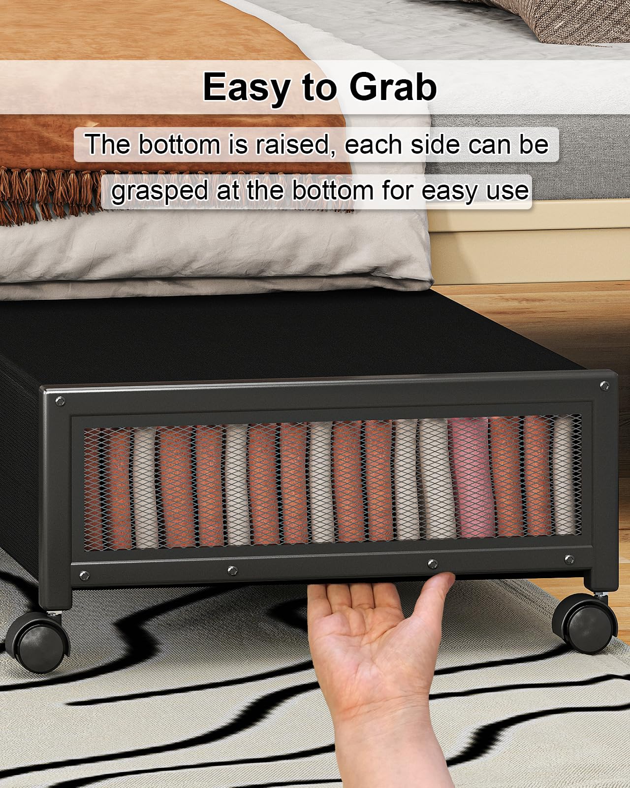 2pcs Underbed Storage Boxes, 37"x17"x7", 48L, Rolling Shoe Storage